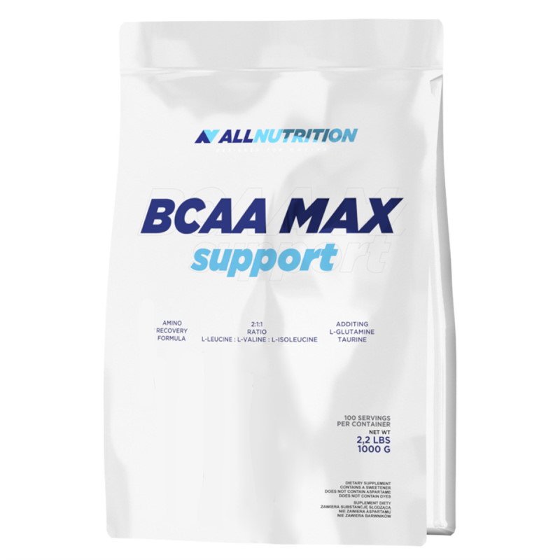 Max support. BCAA Max support 250 g ALLNUTRITION. BCAA instant Max support 500 g ALLNUTRITION. ALLNUTRITION Glutamine Recovery Amino. BCAA 8:1:1 strong 400 g ALLNUTRITION.